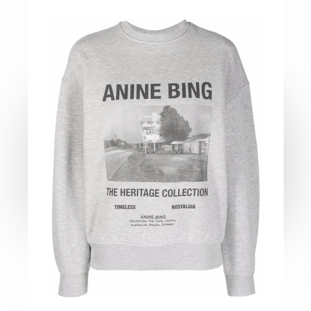 Anine Bing Gray Graphic Crewneck Sweatshirt